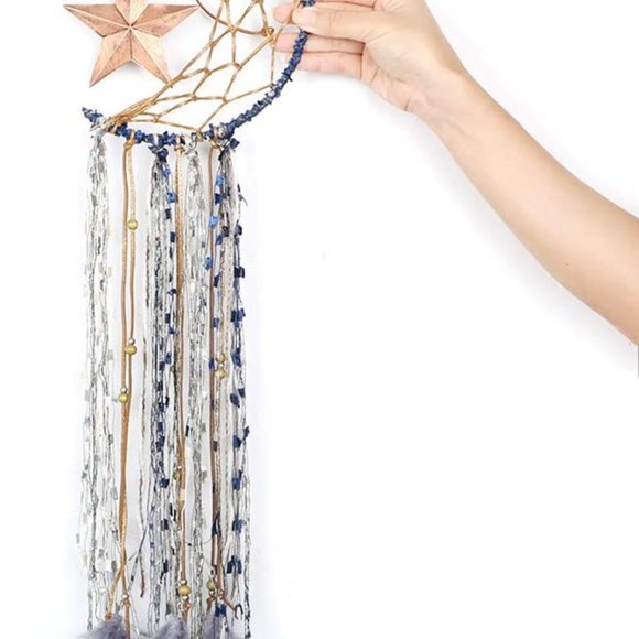 Boho Hippie Moon Star Feather Dream Catcher - Picture 5 of 16